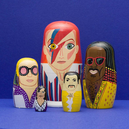 70s Men of Pop Wooden Nesting Doll Set