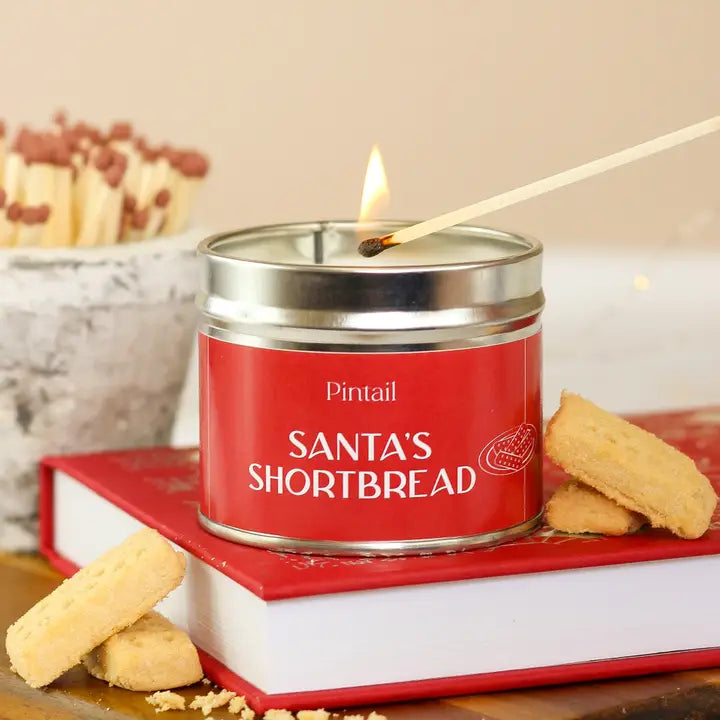 Santa's Shortbread Classic Tin Candle I Christmas Candle