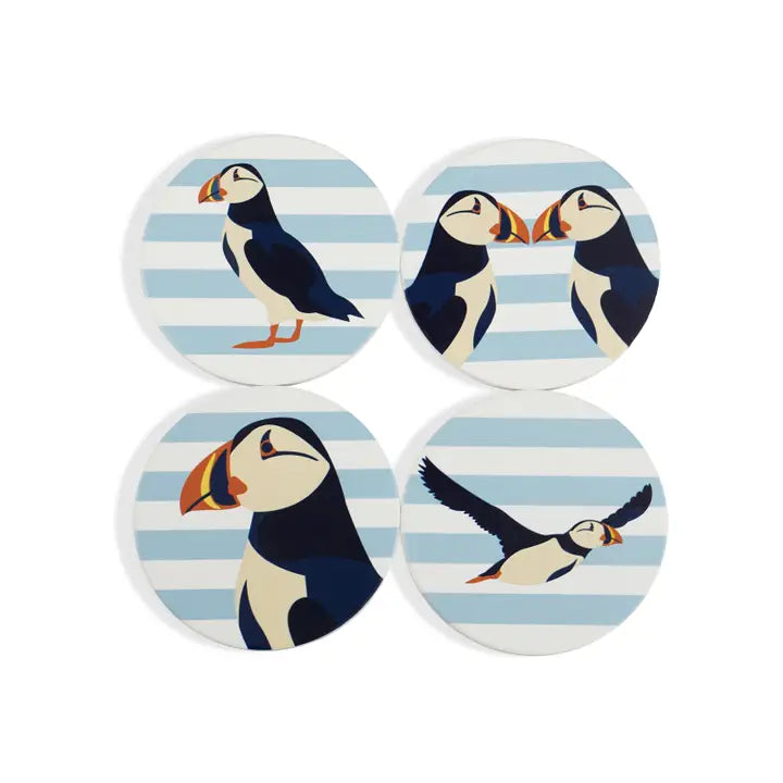 Coasters Set of 4 Ceramic - Rspb (Puffin Blue)