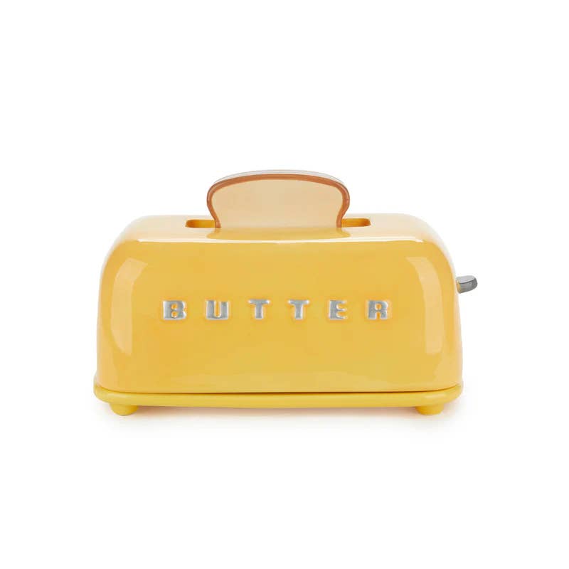 Balvi Butter Dish - Toasty Ceramic Butter Dish Mustard