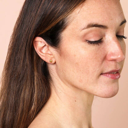 Sterling Silver Gold Shell Stud Earrings