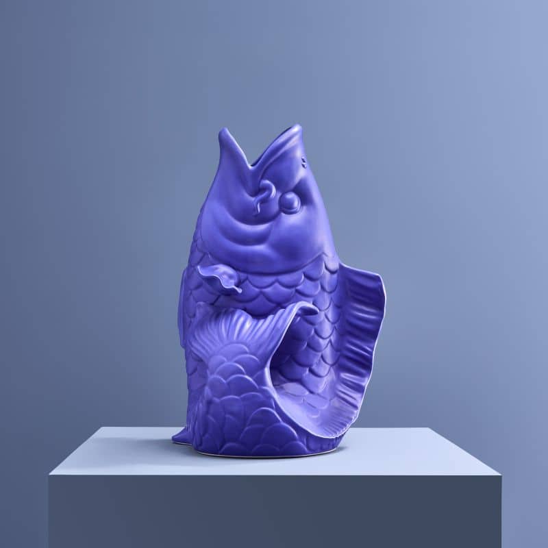Sculpture/Vase Blubb, Matte Blue Stoneware, 35 x 30 x 44 cm