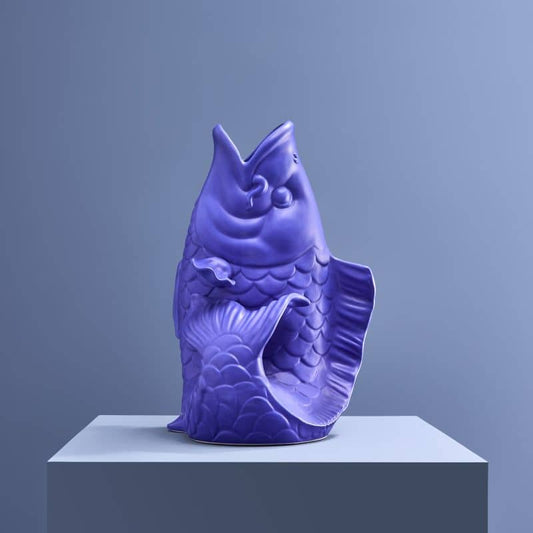 Sculpture/Vase Blubb, Matte Blue Stoneware, 35 x 30 x 44 cm