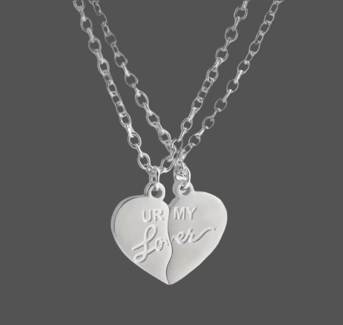 Lover Double Pendant Necklace - Silver