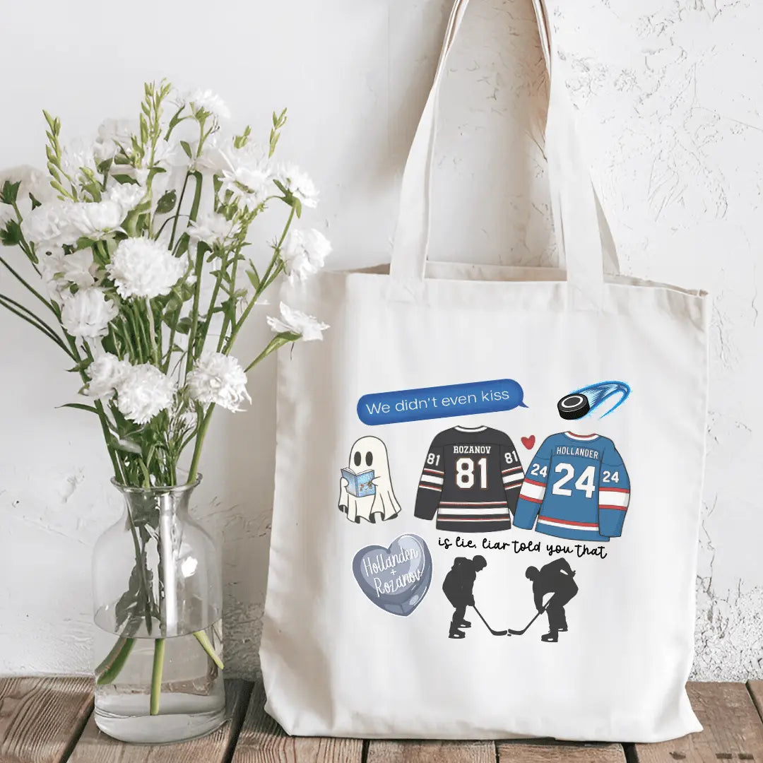 Hockey Romance Heated Rivalry Inspired Canvas Tote Bag