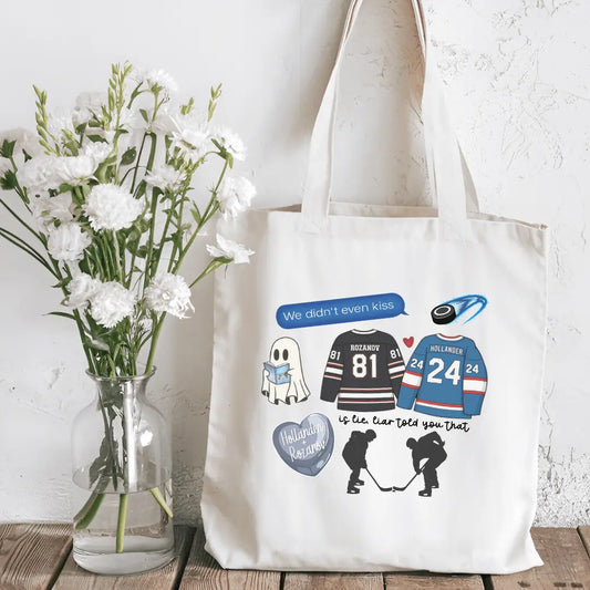 Hockey Romance Heated Rivalry Inspired Canvas Tote Bag