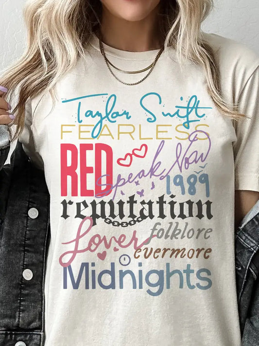 Taylor Reputation Concert T Shirt - Cream