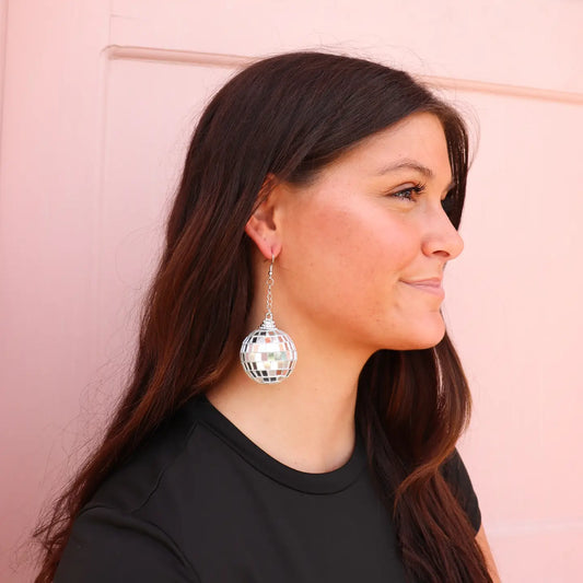 Earrings by Talking Out of Turn - Disco Ball Earrings (Holiday, New Years Eve)