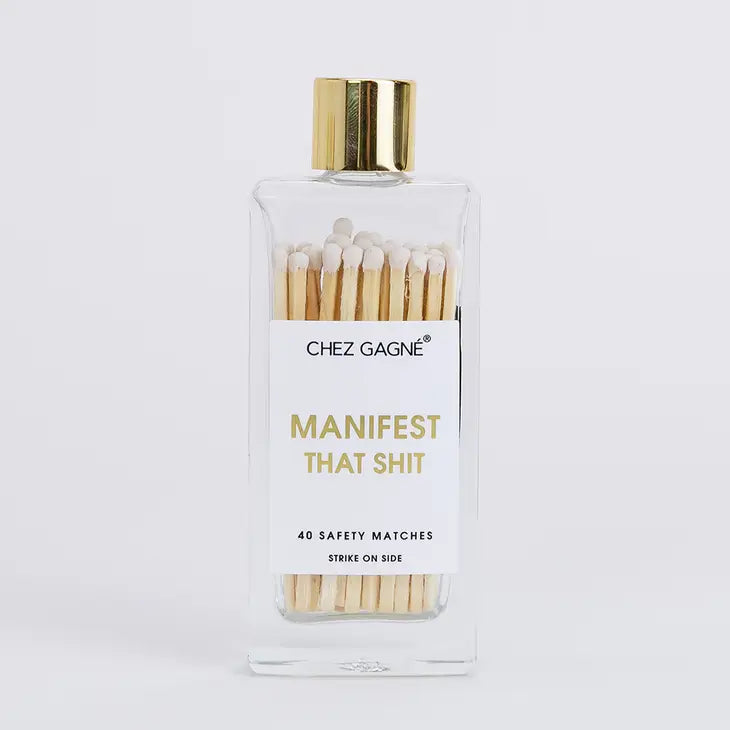 Manifest That Shit - Glass Bottle Safety Matches - White