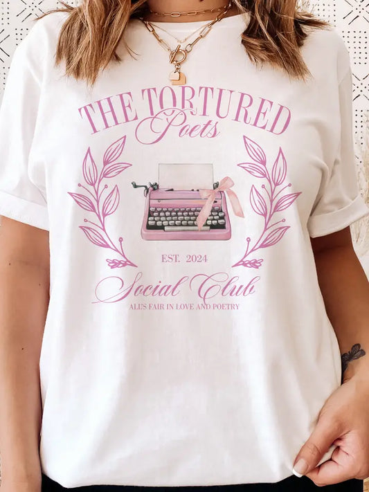 Taylor Tortured Poets Tshirt - White - Social Club