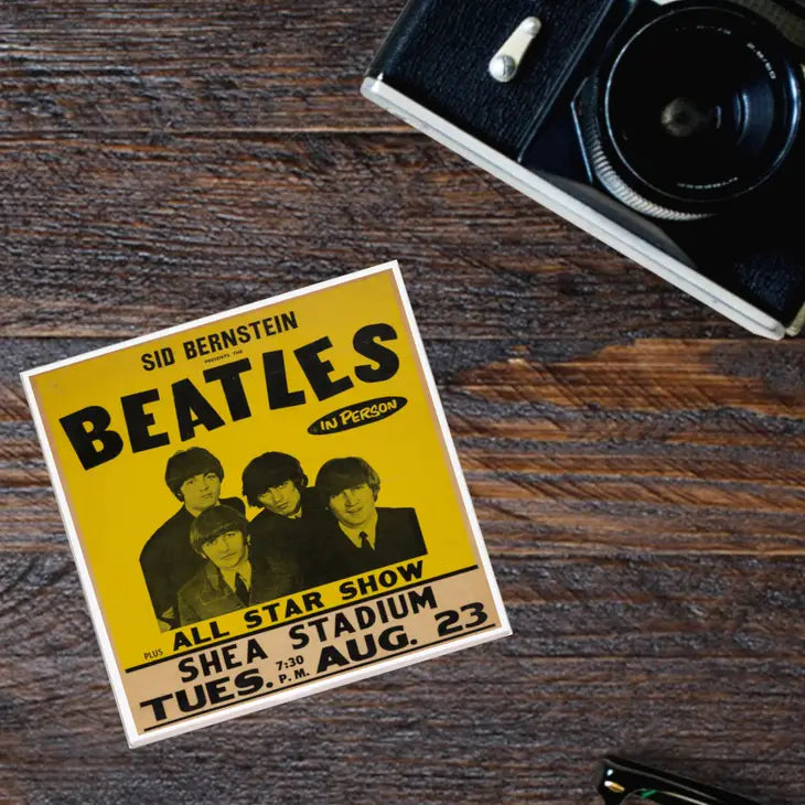 Vintage Ticket Poster - The Beatles Ceramic Coaster
