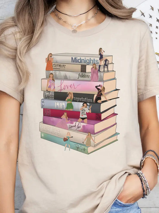 Taylor Swift Book Stack Album T Shirt