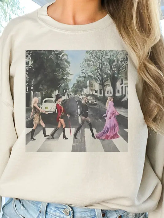 Abbey Road Taylor Era Concert Sweatshirt Swift Pullover - In Sand Colour