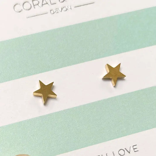Gold Simple Star Earrings