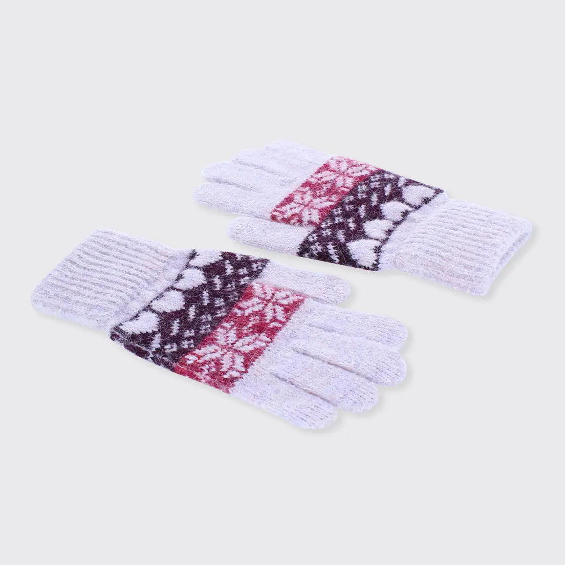 Winter Heart Gloves - Pink/Plum