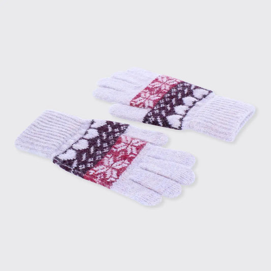 Winter Heart Gloves - Pink/Plum
