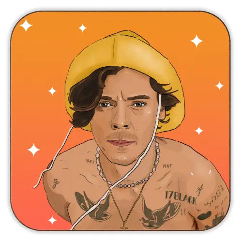Harry Styles Cork Coaster - 'H in Yellow Hat'