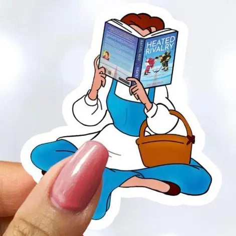 Princess Reading Heated Rivalry Laminated Sticker