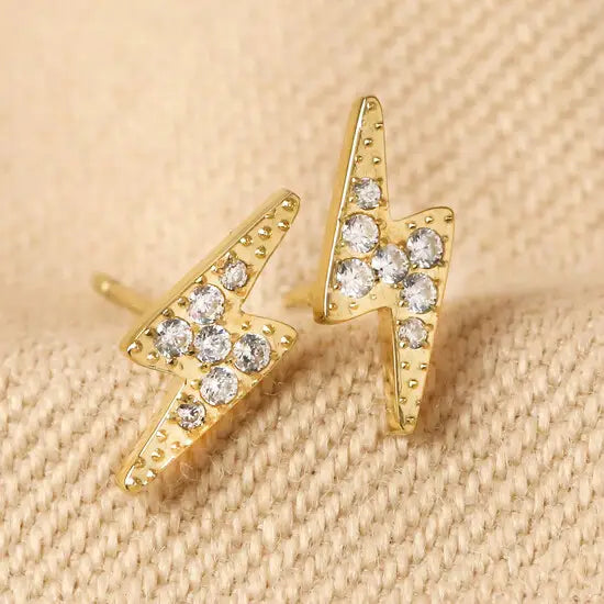 Crystal Lightening Bolt Stud Earrings