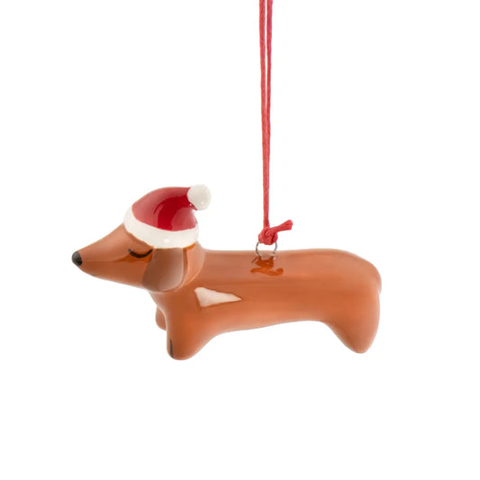 Sausage Dog Shaped Ceramic Decoration