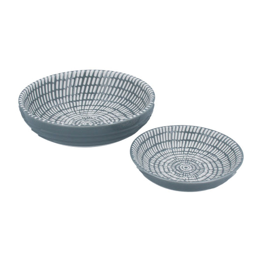 Gisela Graham Ceramic Trinket Dish - Dark Grey - Set of 2