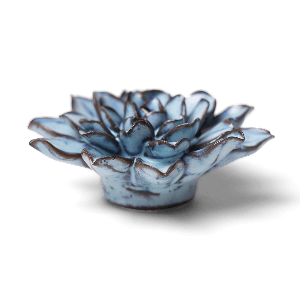 Japan Ceramic Flower Blue Brown Aster