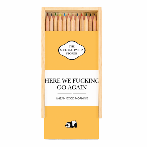 Coloured Pencils with Box 'HERE WE FUCKING GO AGAIN'