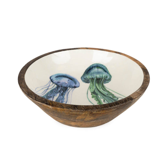 Large Mango Wood Bowl - Jellyfish