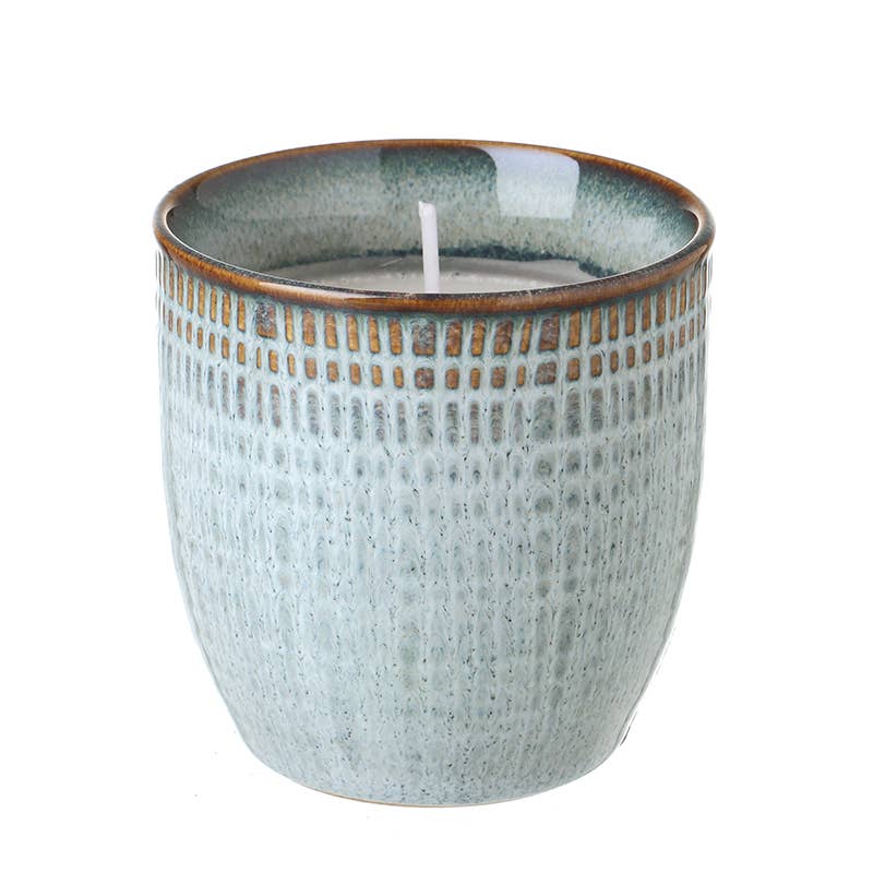 GREY CHECK CERAMIC POT CANDLE