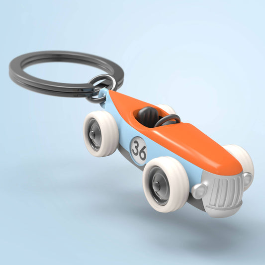 Metalmorphose Luxe Blue Vintage Racer Car Keyring