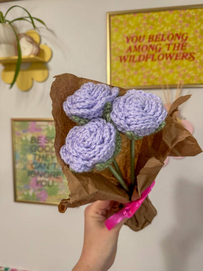 Crochet Light Purple Rose Flower