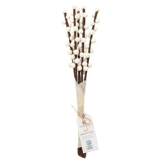 White Felt Branches Decoration- 5 Pack