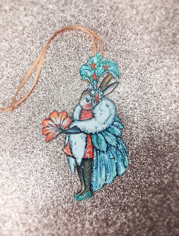 Kitty The Showgirl Bunny ~ Limited Edition Wooden Cake Topper