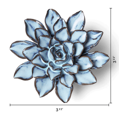 Japan Ceramic Flower Blue Brown Aster
