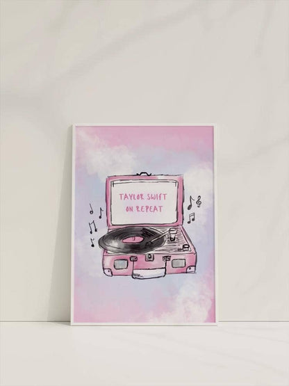 "Taylor Swift On Repeat" Record Player Art Print