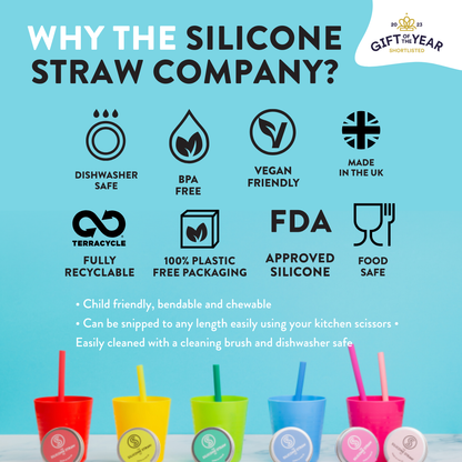 Eco-friendly Reusable Silicone Straws (3 Pack)