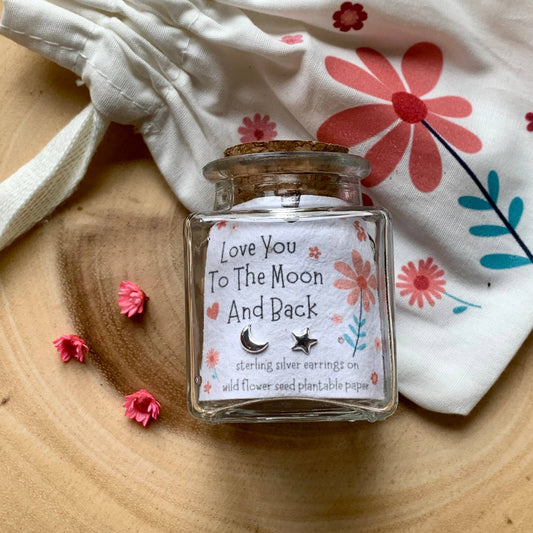 Sterling Silver To The Moon And Back Bottled Earrings