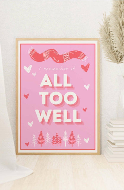 "All Too Well" Taylor Swift Inspired Art Print