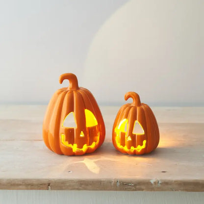 Orange Carved Pumpkin Lantern - 10cm