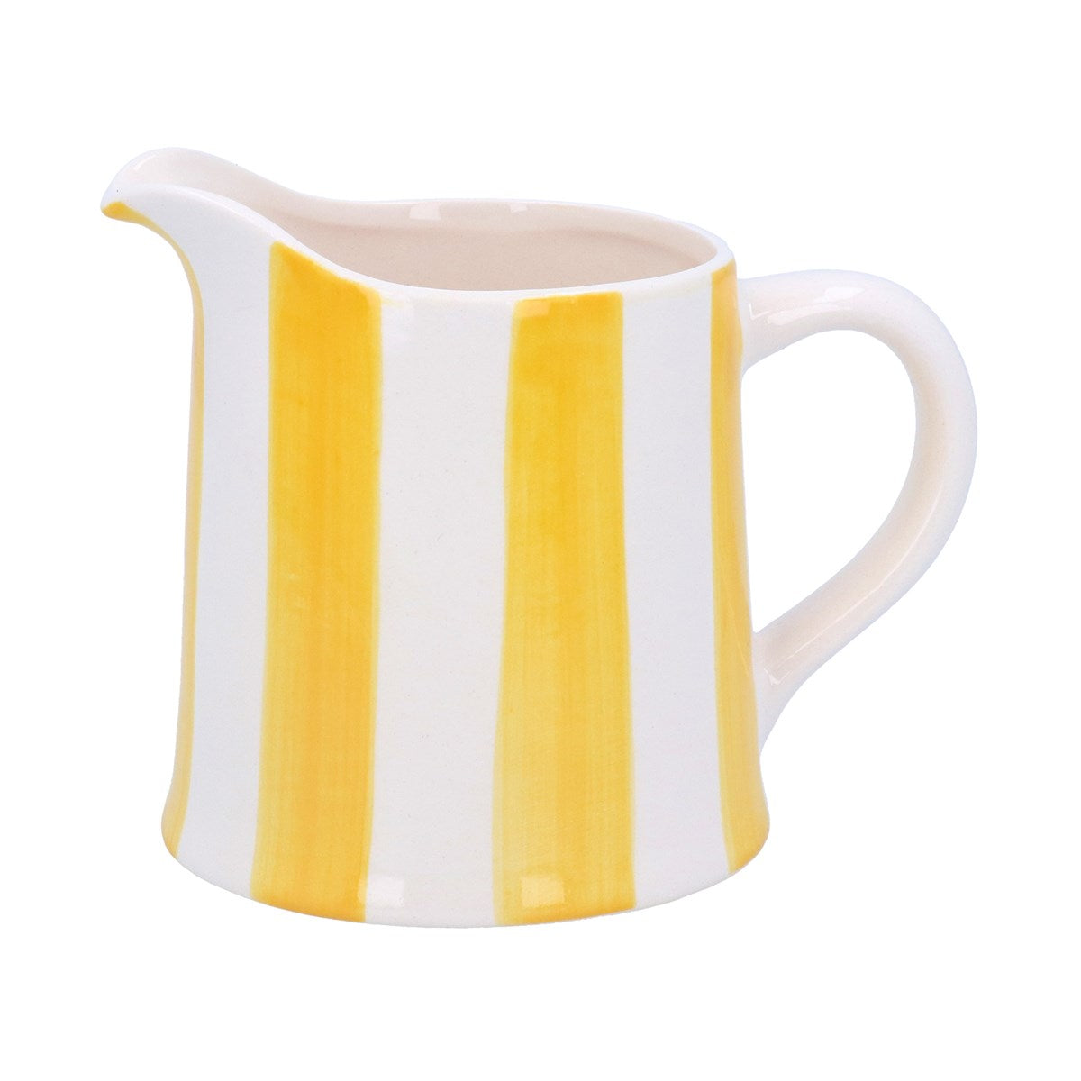 Gisela Graham Yellow Stripe Stoneware Creamer Jug