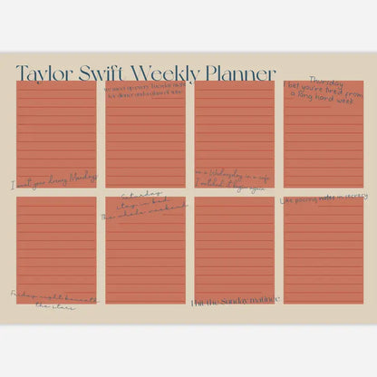 Taylor Swift Weekly Planner - Lyrical/Lyrics