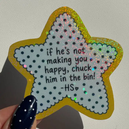 Chuck Him in the Bin Sparkly Star Sticker - Harry Styles