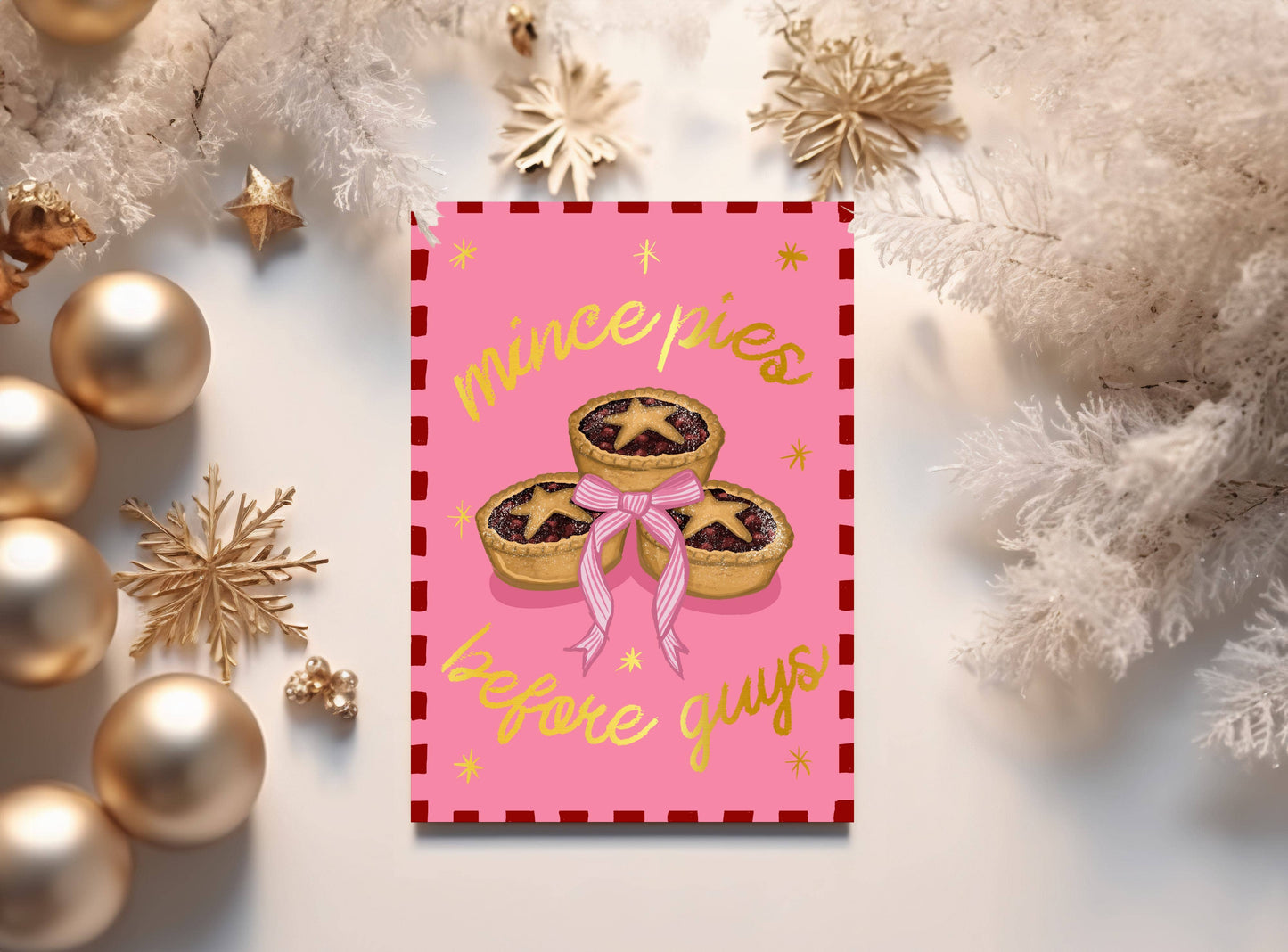 Mince Pies Before Guys Gold Foil Christmas Card