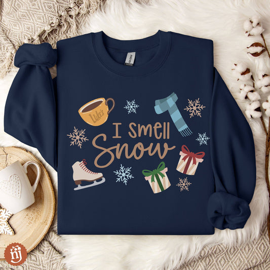 PREORDER - Navy Gilmore Girls Inspired "I Smell Snow" Crewneck Sweatshirt