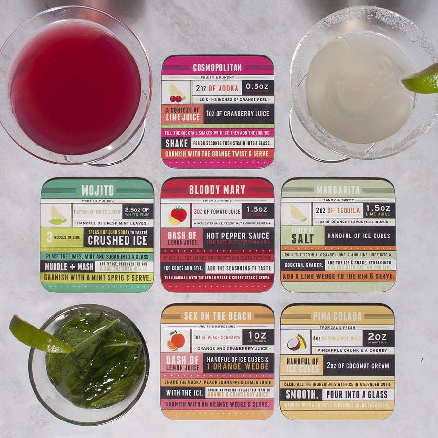 Cocktail Recipe Coaster Set