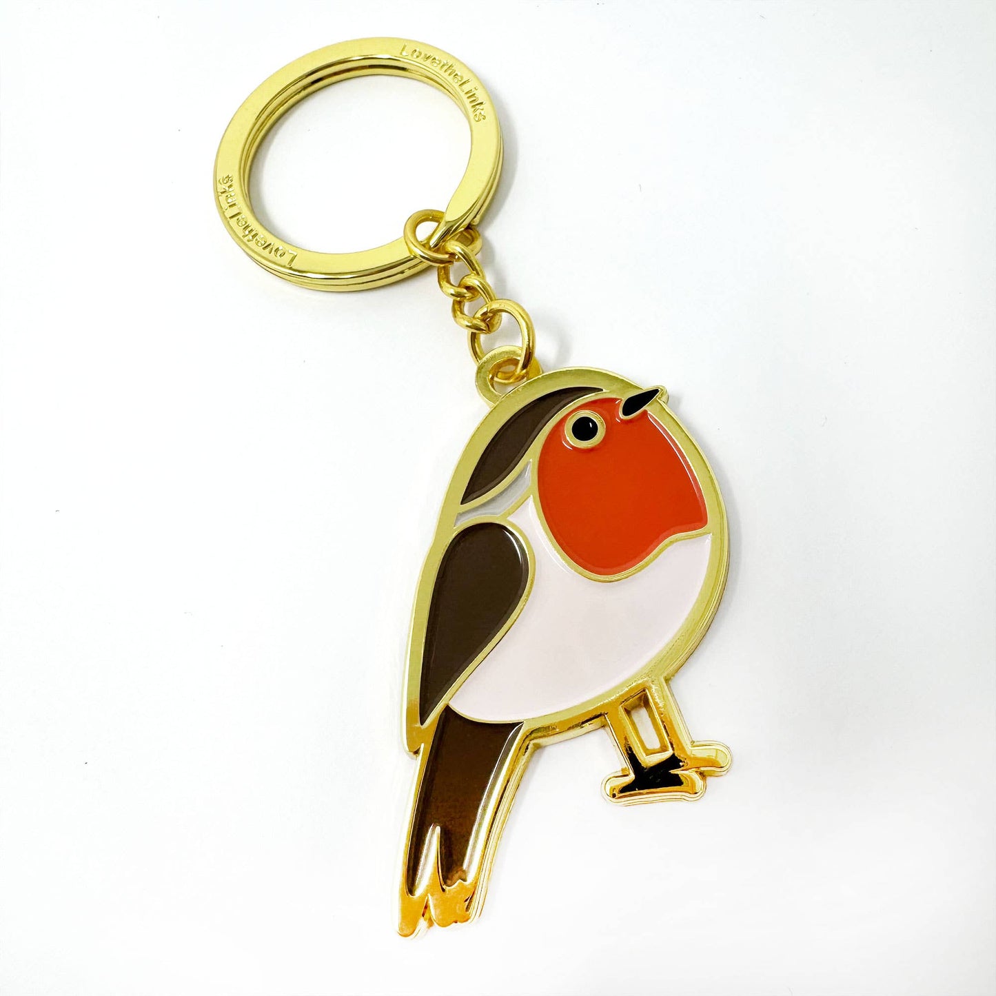 Beautiful Robin Enamel and Metal Keyring