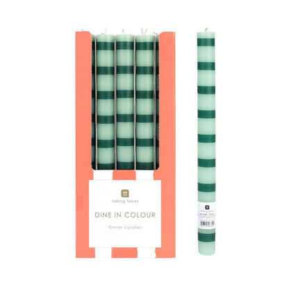 Green Stripe Straight Dinner Candle|