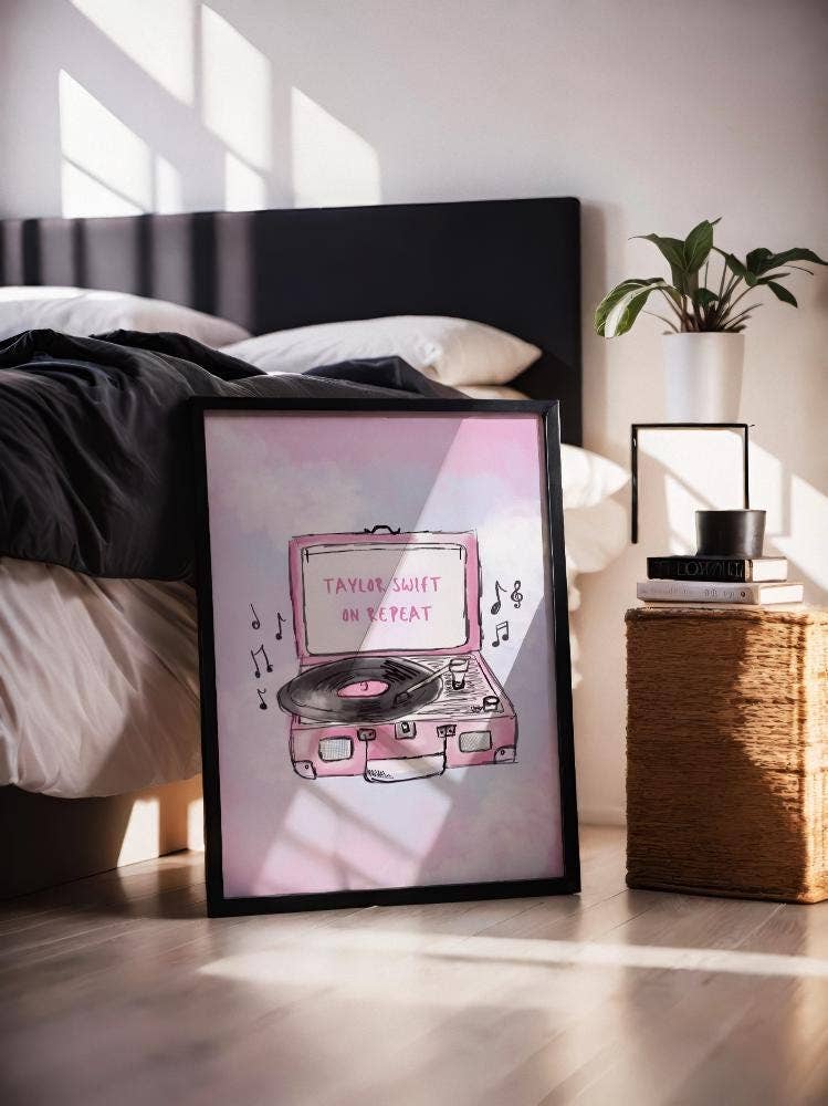 "Taylor Swift On Repeat" Record Player Art Print