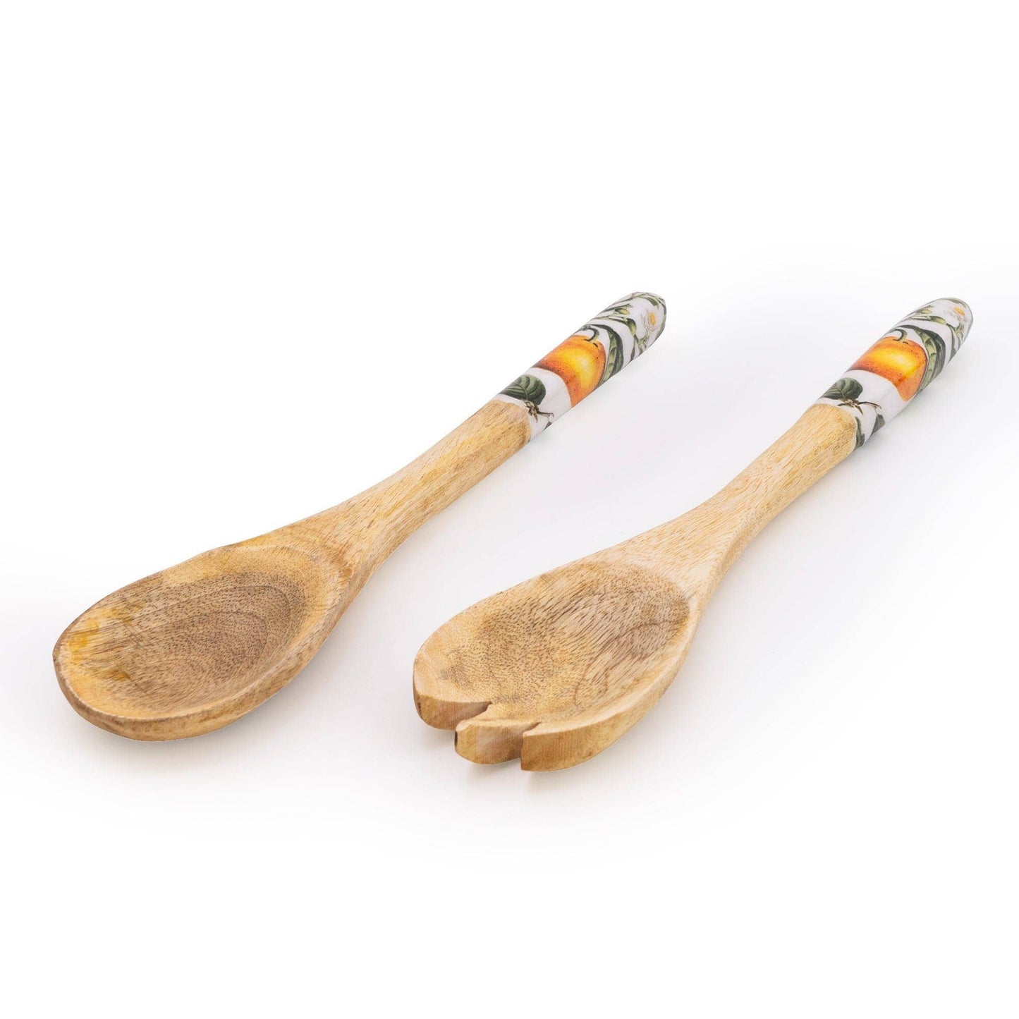 Orange Blossom Set of 2 Mango Wood Fork and Spoon