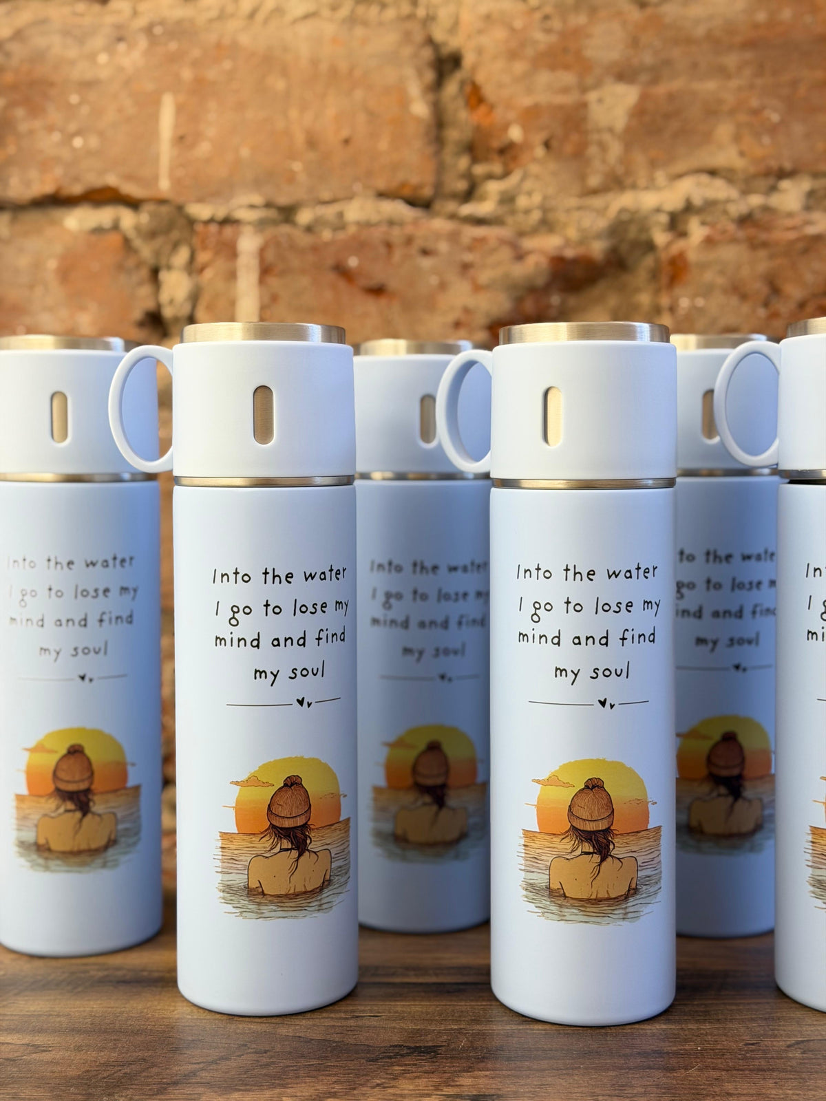 Wild Swimming ‘Into The Water I Go’ Sunset Thermos Flask